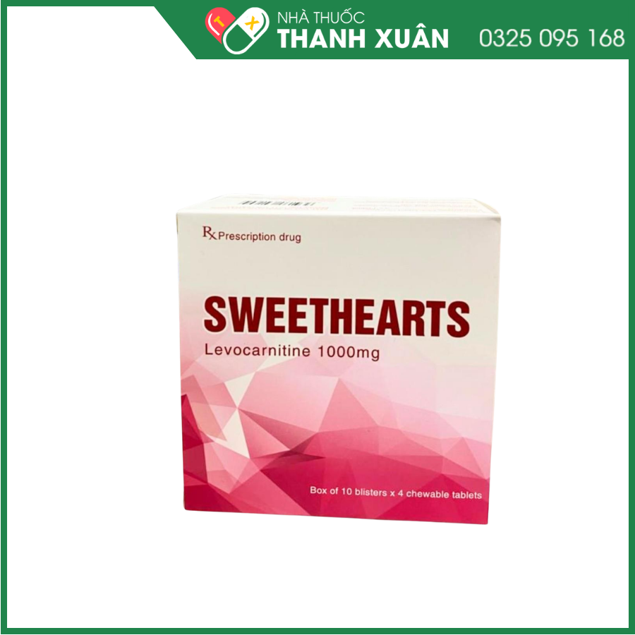Sweethearts 1000mg điều trị thiếu hụt carnitin nguyên phát và thứ phát